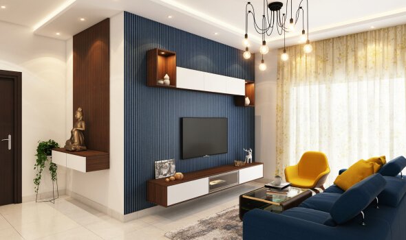 Living room with large windows
